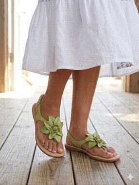 B.O.C Womens Leather Sandals Green Size 8 Women's